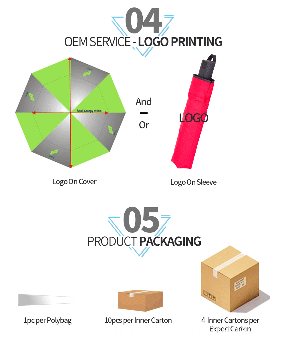 3 pliage parapluie rouge emballage et impression 3 Folding Umbrella Red Packaging And Printing